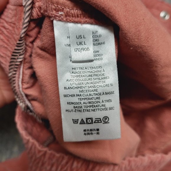 Anthropologie Kalea Trouser Jogger Womens Large Rose Pleated Corduroy High Rise - Picture 8 of 14